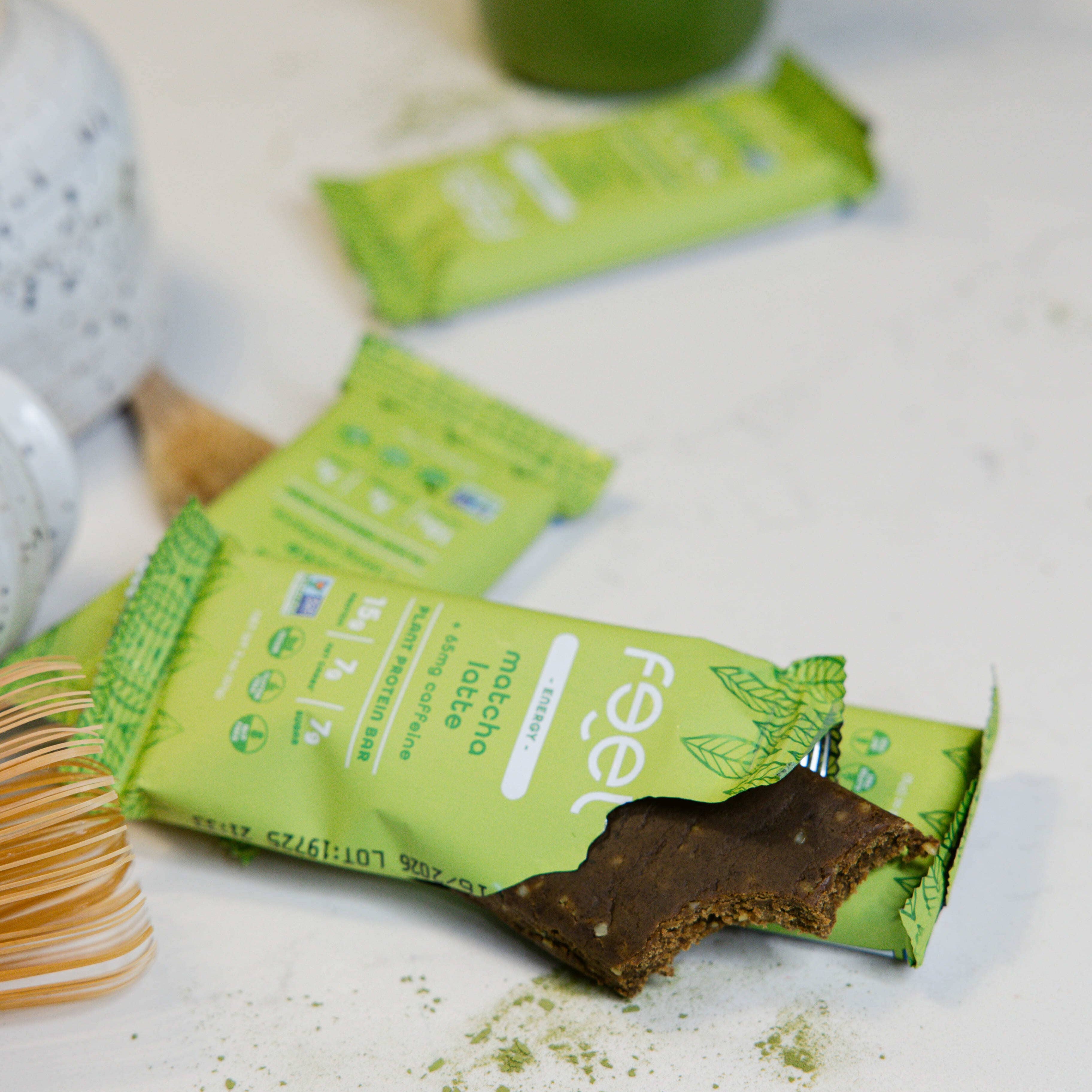 Feel Bars - Matcha Latte (Caffeinated) - Plant Protein Bars (10